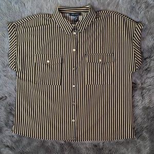ASOS NEW LOOK Striped Button Down Shirt Black Gold